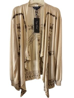 Young Threads Boho Embroidered Draped Kimono Shrug Cardigan NWT Size Large
